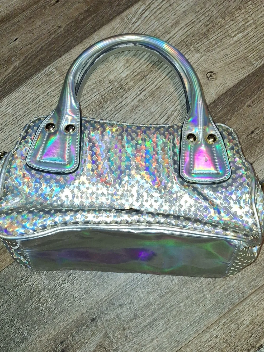 Juicy Couture Holographic Iridescent Satchel - Gold Hardware